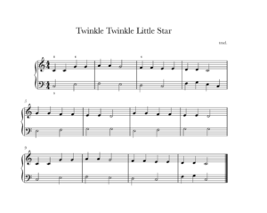 Twinkle Twinkle Little Star kinderliedjes op de piano