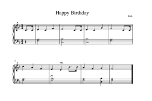 Happy Birthday kinderliedjes op de piano